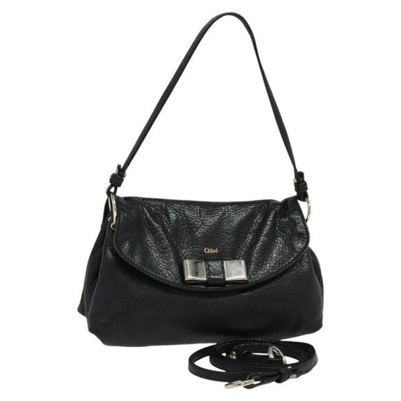 Chloe Elsie Hand Bag Leather 2way Black - Picture 1 of 14